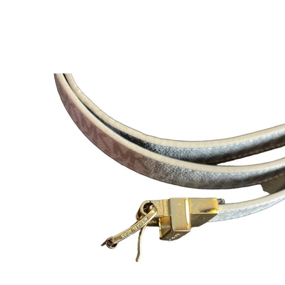 MICHAEL KORS white coated leather logo belt signature MK - Picture 3 of 5